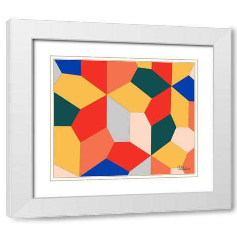 A Game with Abstract Shapes XXXVII White Modern Wood Framed Art Print with Double Matting by Medeiros, Celito