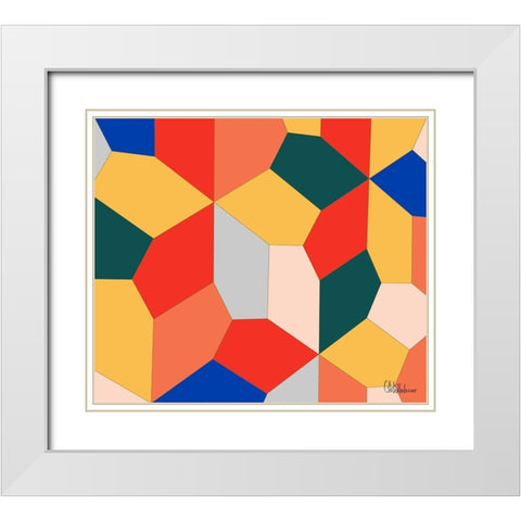 A Game with Abstract Shapes XXXVII White Modern Wood Framed Art Print with Double Matting by Medeiros, Celito