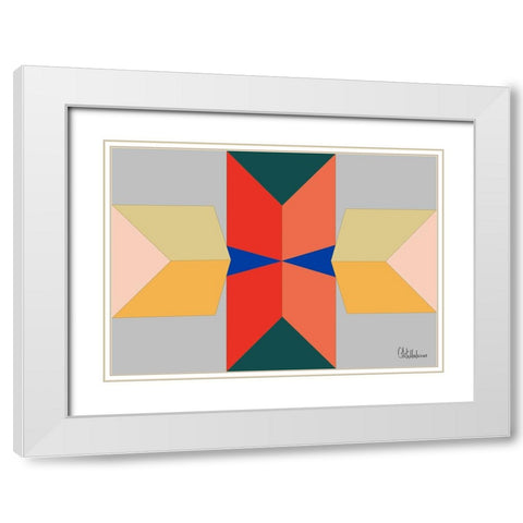 A Game with Abstract Shapes XXXVIII White Modern Wood Framed Art Print with Double Matting by Medeiros, Celito