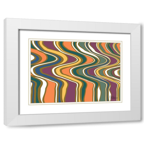 A Game with Abstract Shapes XLIV White Modern Wood Framed Art Print with Double Matting by Medeiros, Celito