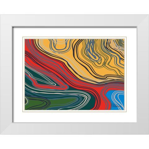 A Game with Abstract Shapes XLV White Modern Wood Framed Art Print with Double Matting by Medeiros, Celito
