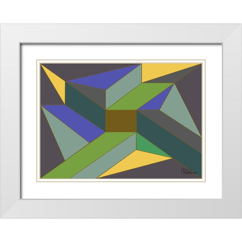 A Game with Abstract Shapes XLVIII White Modern Wood Framed Art Print with Double Matting by Medeiros, Celito