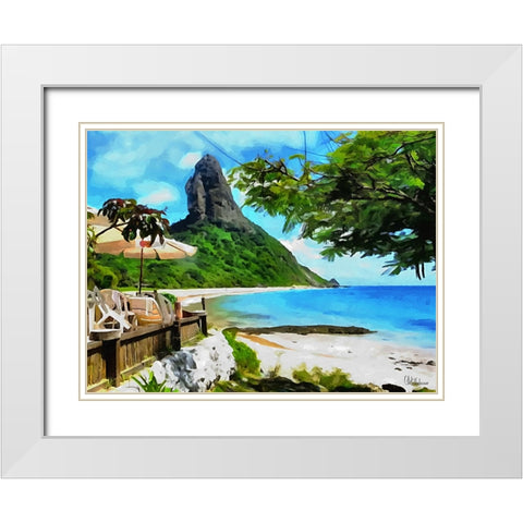 Rock on the Beach White Modern Wood Framed Art Print with Double Matting by Medeiros, Celito