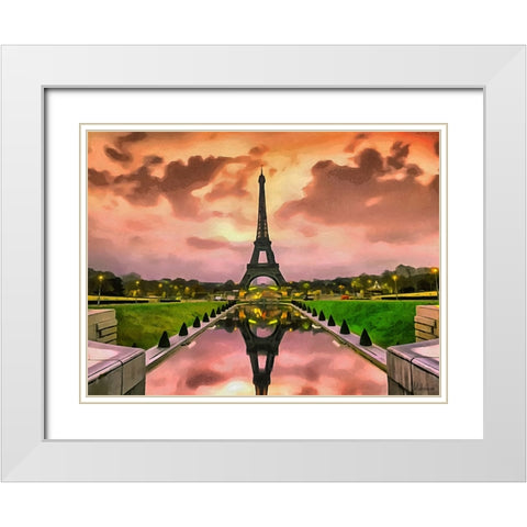 Eiffel Tower in Paris White Modern Wood Framed Art Print with Double Matting by Medeiros, Celito
