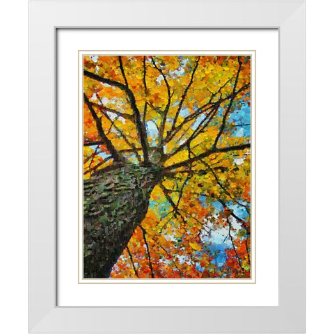 Collectio of Bloomin and Autumn Trees IV White Modern Wood Framed Art Print with Double Matting by Medeiros, Celito