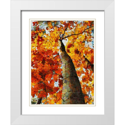 Collectio of Bloomin and Autumn Trees VI White Modern Wood Framed Art Print with Double Matting by Medeiros, Celito