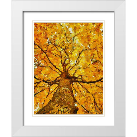 Collectio of Bloomin and Autumn Trees VII White Modern Wood Framed Art Print with Double Matting by Medeiros, Celito