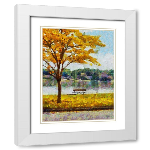 Collectio of Bloomin and Autumn Trees XIII White Modern Wood Framed Art Print with Double Matting by Medeiros, Celito