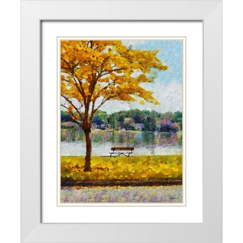 Collectio of Bloomin and Autumn Trees XIII White Modern Wood Framed Art Print with Double Matting by Medeiros, Celito