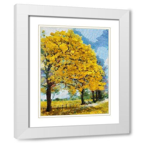 Collectio of Bloomin and Autumn Trees XVI White Modern Wood Framed Art Print with Double Matting by Medeiros, Celito