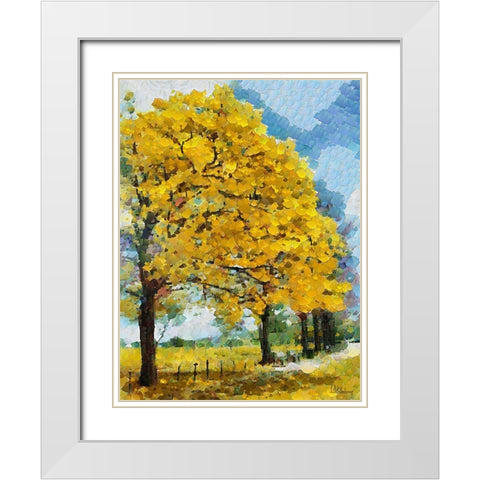 Collectio of Bloomin and Autumn Trees XVI White Modern Wood Framed Art Print with Double Matting by Medeiros, Celito