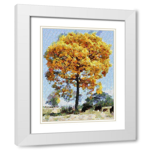 Collectio of Bloomin and Autumn Trees XVIII White Modern Wood Framed Art Print with Double Matting by Medeiros, Celito