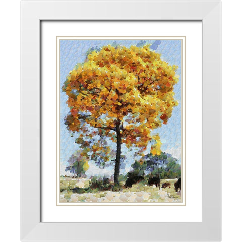 Collectio of Bloomin and Autumn Trees XVIII White Modern Wood Framed Art Print with Double Matting by Medeiros, Celito