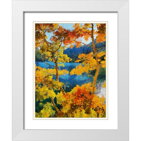 Collectio of Bloomin and Autumn Trees XIX White Modern Wood Framed Art Print with Double Matting by Medeiros, Celito