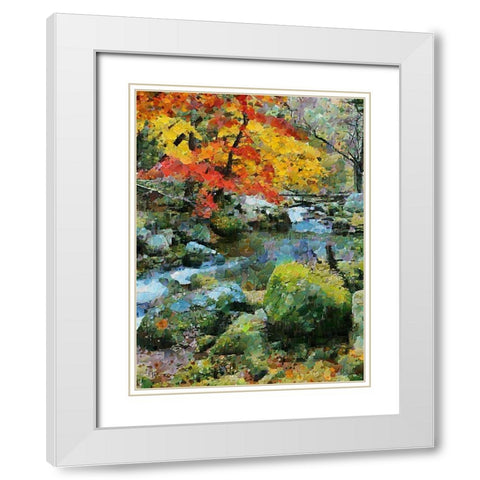 Collectio of Bloomin and Autumn Trees XXI White Modern Wood Framed Art Print with Double Matting by Medeiros, Celito
