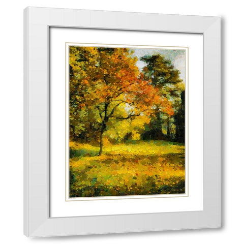 Collectio of Bloomin and Autumn Trees XXII White Modern Wood Framed Art Print with Double Matting by Medeiros, Celito