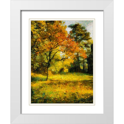 Collectio of Bloomin and Autumn Trees XXII White Modern Wood Framed Art Print with Double Matting by Medeiros, Celito