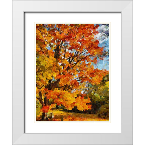 Collectio of Bloomin and Autumn Trees XXIII White Modern Wood Framed Art Print with Double Matting by Medeiros, Celito