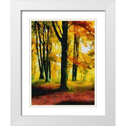 Collectio of Bloomin and Autumn Trees XXVI White Modern Wood Framed Art Print with Double Matting by Medeiros, Celito