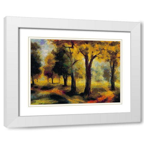 Collectio of Bloomin and Autumn Trees XXVII White Modern Wood Framed Art Print with Double Matting by Medeiros, Celito