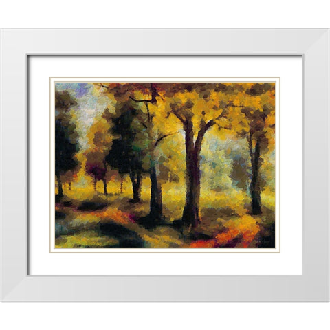 Collectio of Bloomin and Autumn Trees XXVII White Modern Wood Framed Art Print with Double Matting by Medeiros, Celito