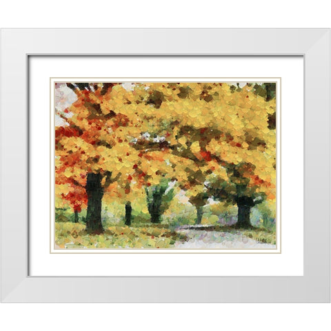 Collectio of Bloomin and Autumn Trees XXXVII White Modern Wood Framed Art Print with Double Matting by Medeiros, Celito
