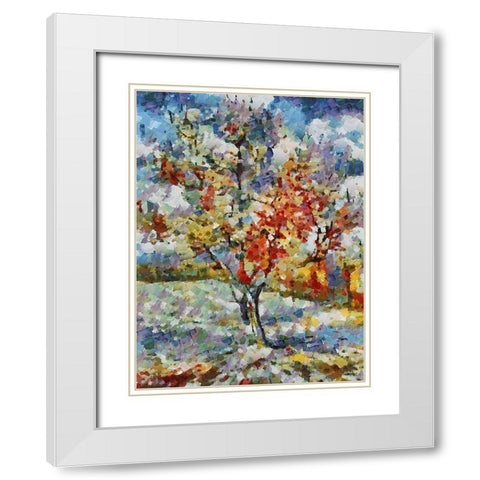 Collectio of Bloomin and Autumn Trees XXXIX White Modern Wood Framed Art Print with Double Matting by Medeiros, Celito
