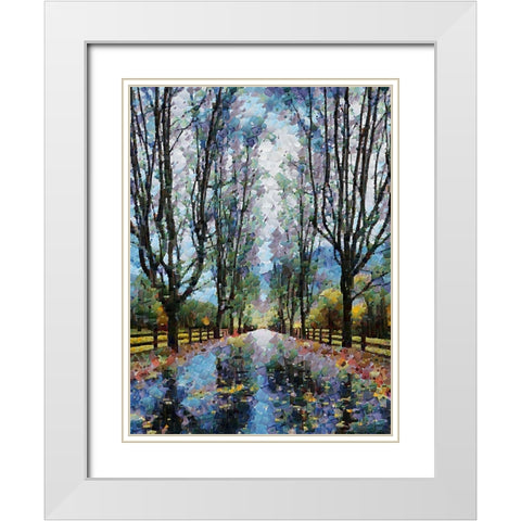 Mirrored Street after the Rain White Modern Wood Framed Art Print with Double Matting by Medeiros, Celito