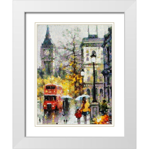 Rainy Days in European Cities V White Modern Wood Framed Art Print with Double Matting by Medeiros, Celito