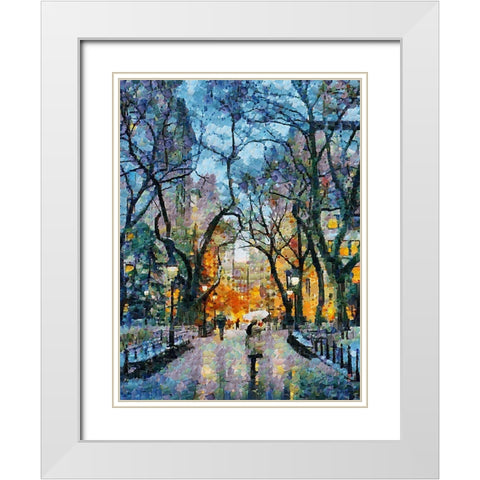 Rainy Days in European Cities X White Modern Wood Framed Art Print with Double Matting by Medeiros, Celito