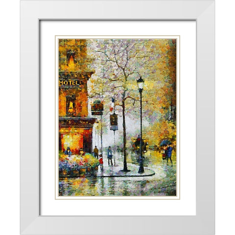Rainy Days in European Cities XVI White Modern Wood Framed Art Print with Double Matting by Medeiros, Celito