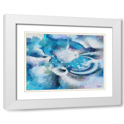 Abstract in Blue II White Modern Wood Framed Art Print with Double Matting by Medeiros, Celito