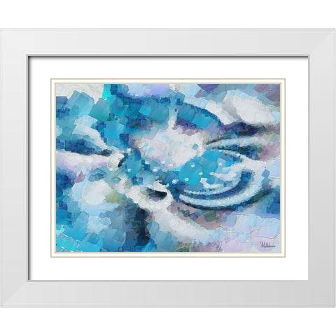 Abstract in Blue II White Modern Wood Framed Art Print with Double Matting by Medeiros, Celito