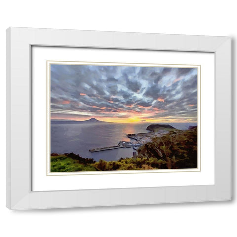 Sunset near the Volcano White Modern Wood Framed Art Print with Double Matting by Medeiros, Celito