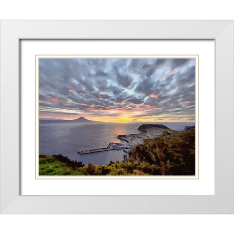 Sunset near the Volcano White Modern Wood Framed Art Print with Double Matting by Medeiros, Celito