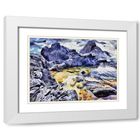 Bay between Rocks II White Modern Wood Framed Art Print with Double Matting by Medeiros, Celito