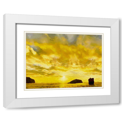 Golden Sunset White Modern Wood Framed Art Print with Double Matting by Medeiros, Celito