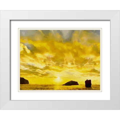 Golden Sunset White Modern Wood Framed Art Print with Double Matting by Medeiros, Celito