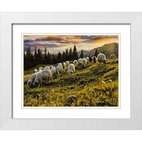 Sheep and Goat Collection II White Modern Wood Framed Art Print with Double Matting by Medeiros, Celito
