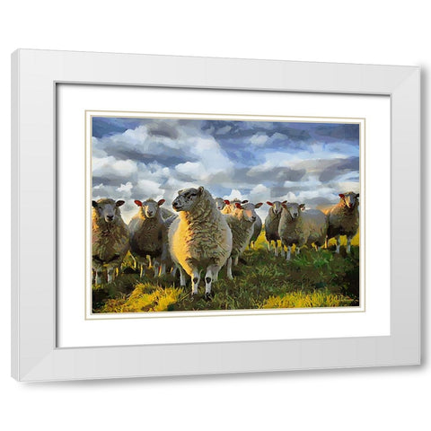 Sheep and Goat Collection V White Modern Wood Framed Art Print with Double Matting by Medeiros, Celito