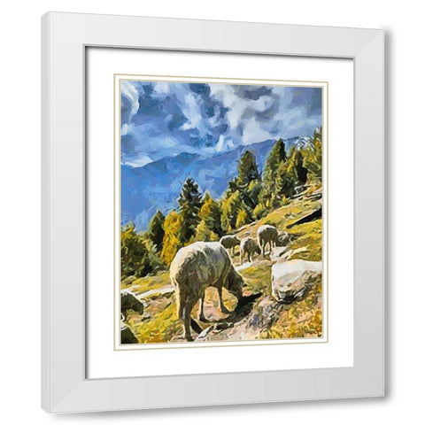 Sheep and Goat Collection VI White Modern Wood Framed Art Print with Double Matting by Medeiros, Celito