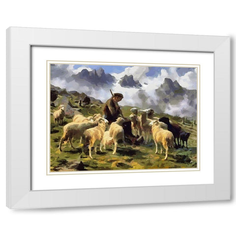 Sheep and Goat Collection X White Modern Wood Framed Art Print with Double Matting by Medeiros, Celito