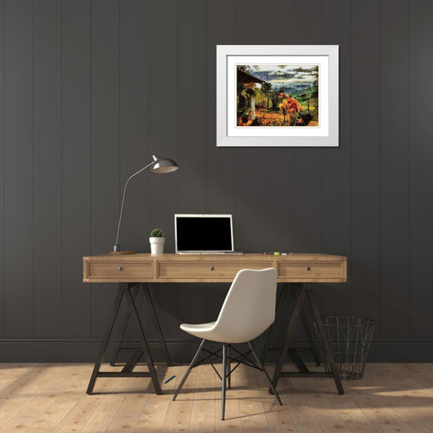 Countryside View White Modern Wood Framed Art Print with Double Matting by Medeiros, Celito