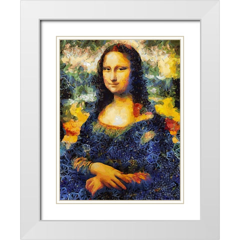 Mona Lisa White Modern Wood Framed Art Print with Double Matting by Medeiros, Celito