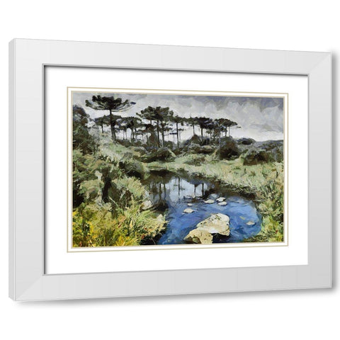 River in Tropical Nature White Modern Wood Framed Art Print with Double Matting by Medeiros, Celito