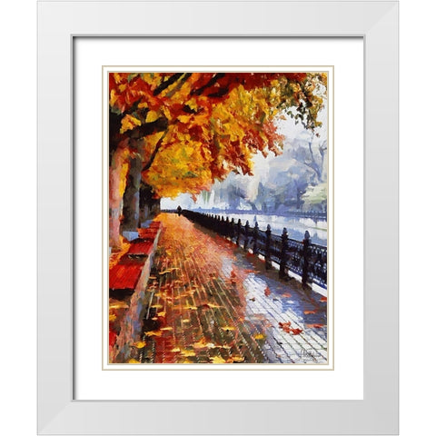 Embankment in Autumn White Modern Wood Framed Art Print with Double Matting by Medeiros, Celito