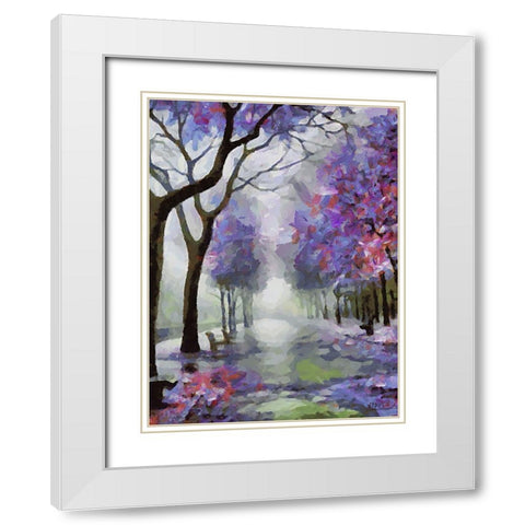Purple Trees White Modern Wood Framed Art Print with Double Matting by Medeiros, Celito