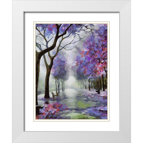 Purple Trees White Modern Wood Framed Art Print with Double Matting by Medeiros, Celito