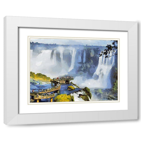 Iguazu Watterfalls VI White Modern Wood Framed Art Print with Double Matting by Medeiros, Celito