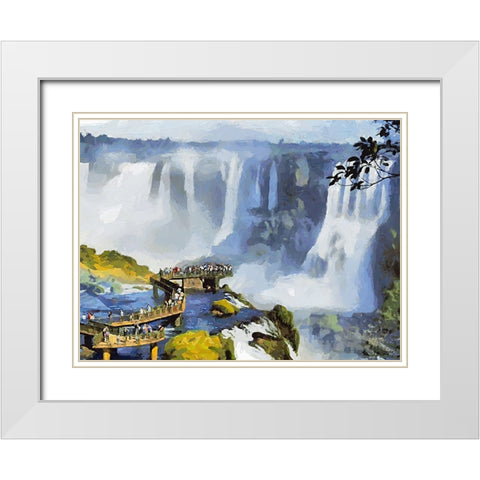 Iguazu Watterfalls VI White Modern Wood Framed Art Print with Double Matting by Medeiros, Celito
